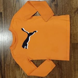 Boys Puma orange logo print long sleeve shirt size S